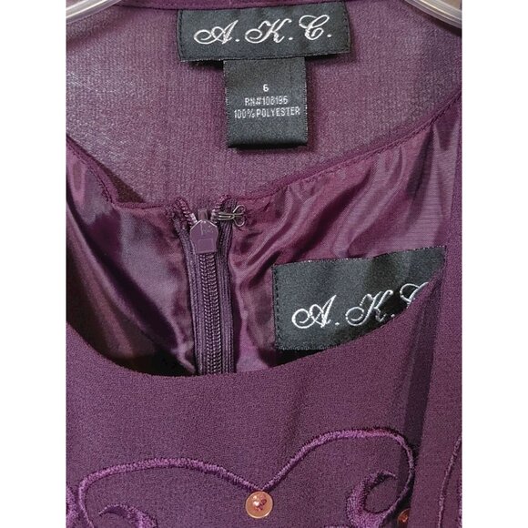 2 Piece Set Dress Matching Long Jacket Purple Women's Size 6 Event Party - Picture 3 of 6